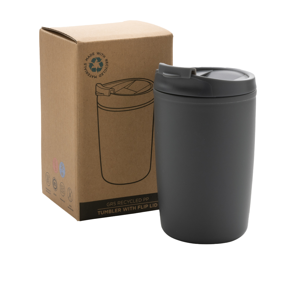 GRS Recycled PP tumbler with flip lid