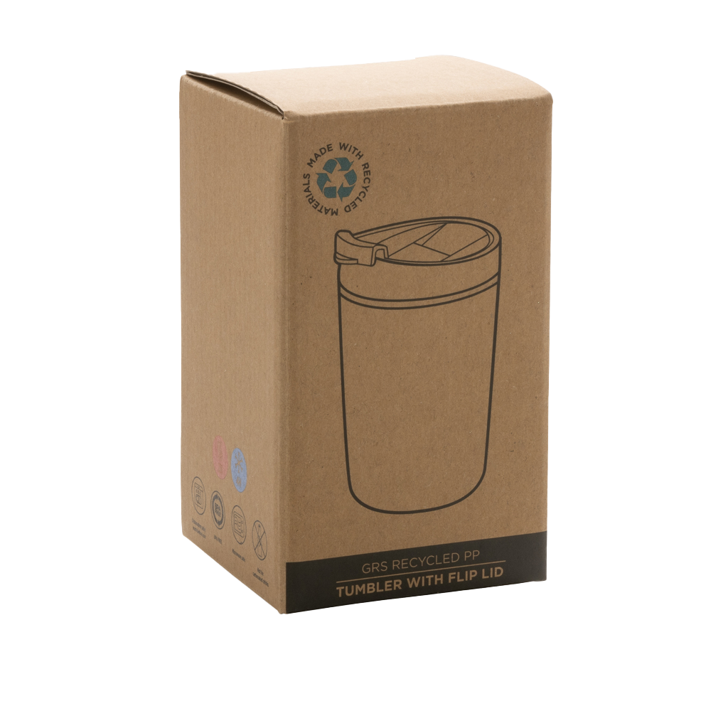 GRS Recycled PP tumbler with flip lid