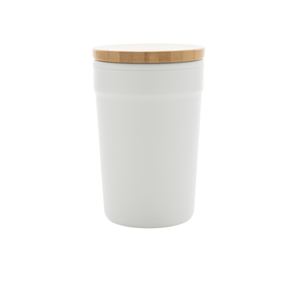 GRS certified recycled PP mug with bamboo lid