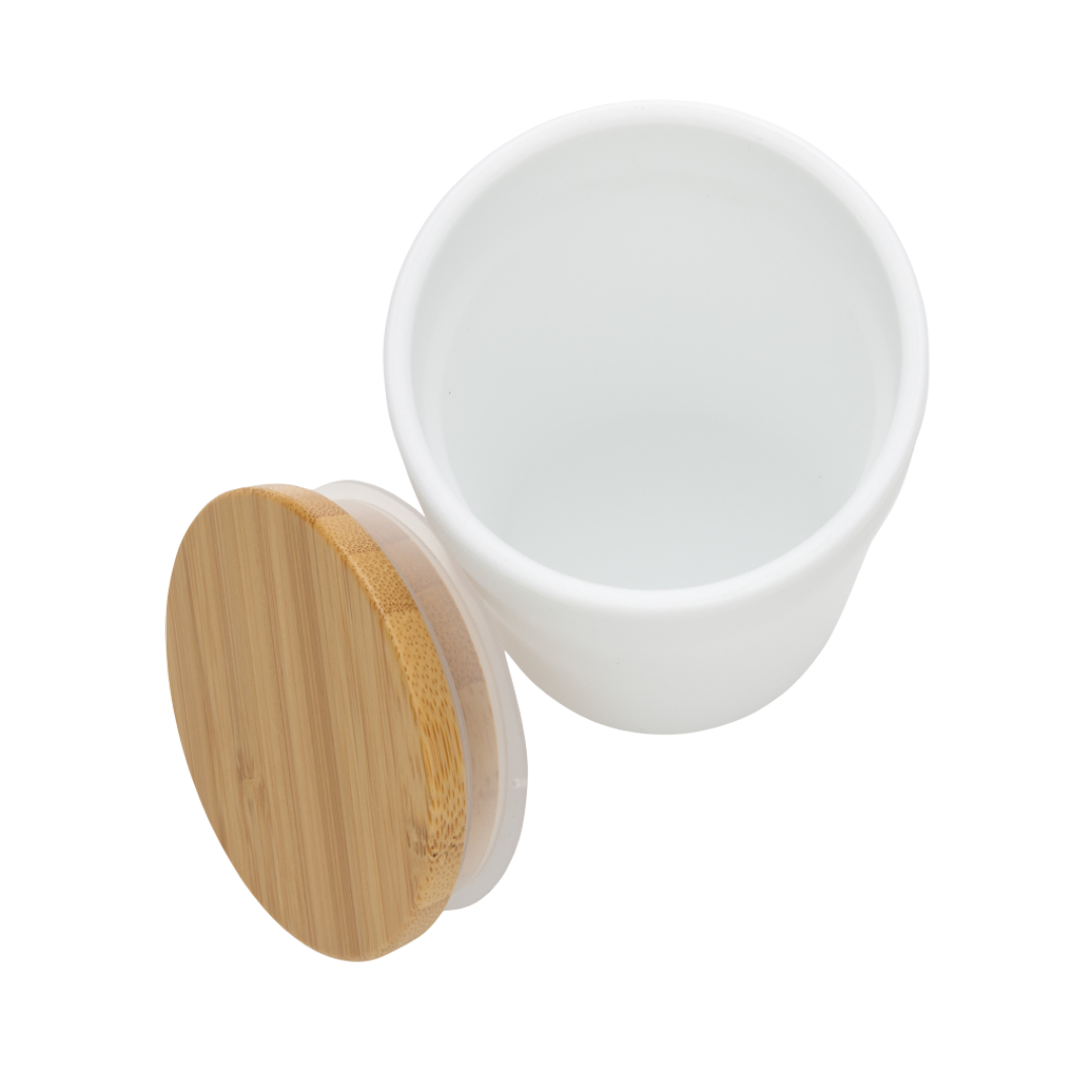 GRS certified recycled PP mug with bamboo lid