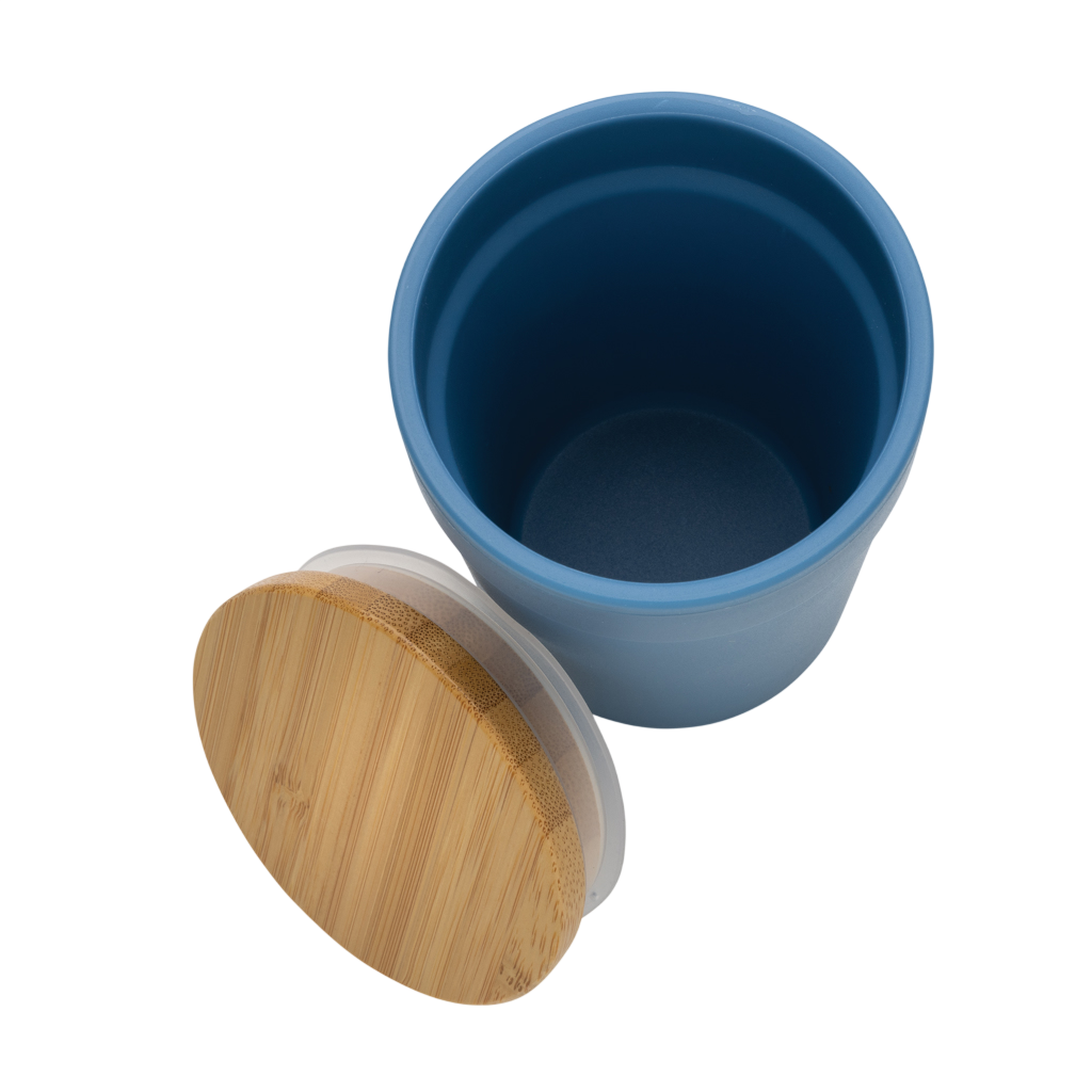 GRS certified recycled PP mug with bamboo lid