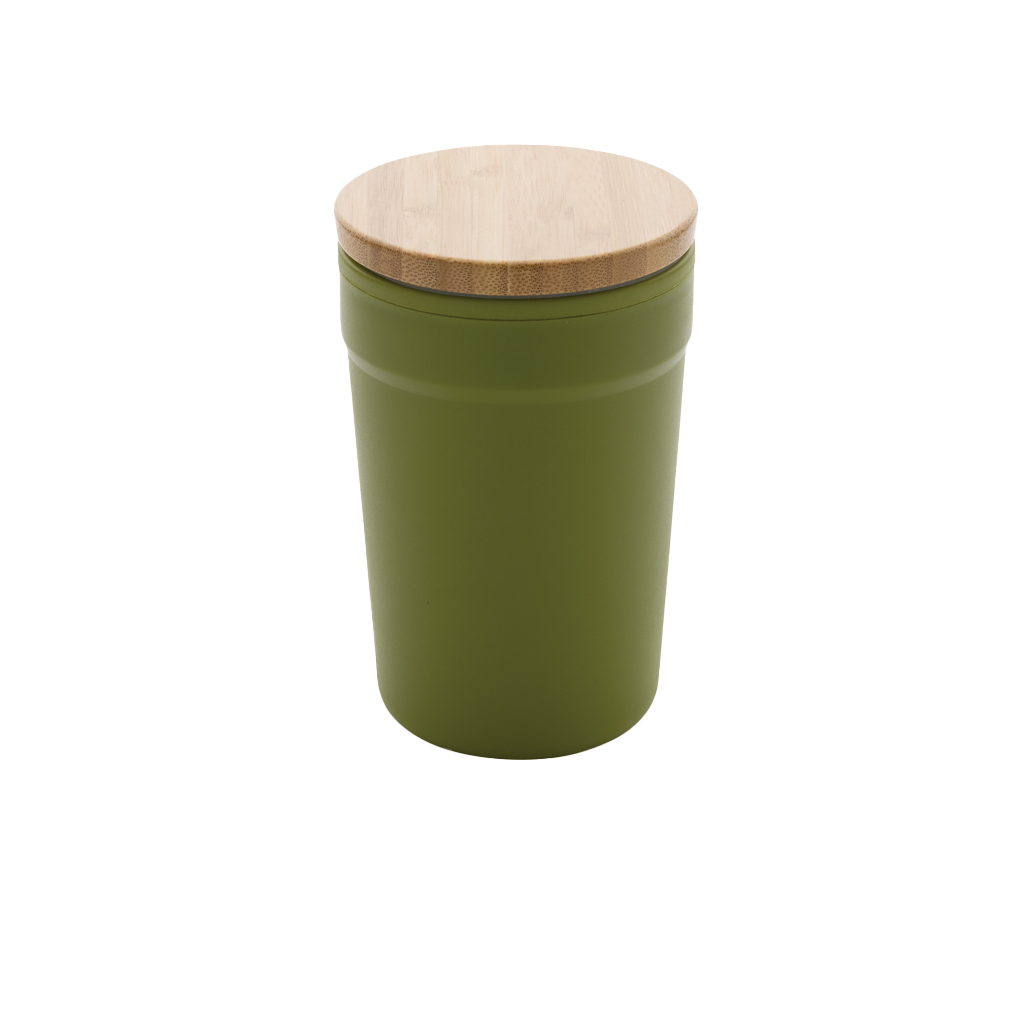 GRS certified recycled PP mug with bamboo lid