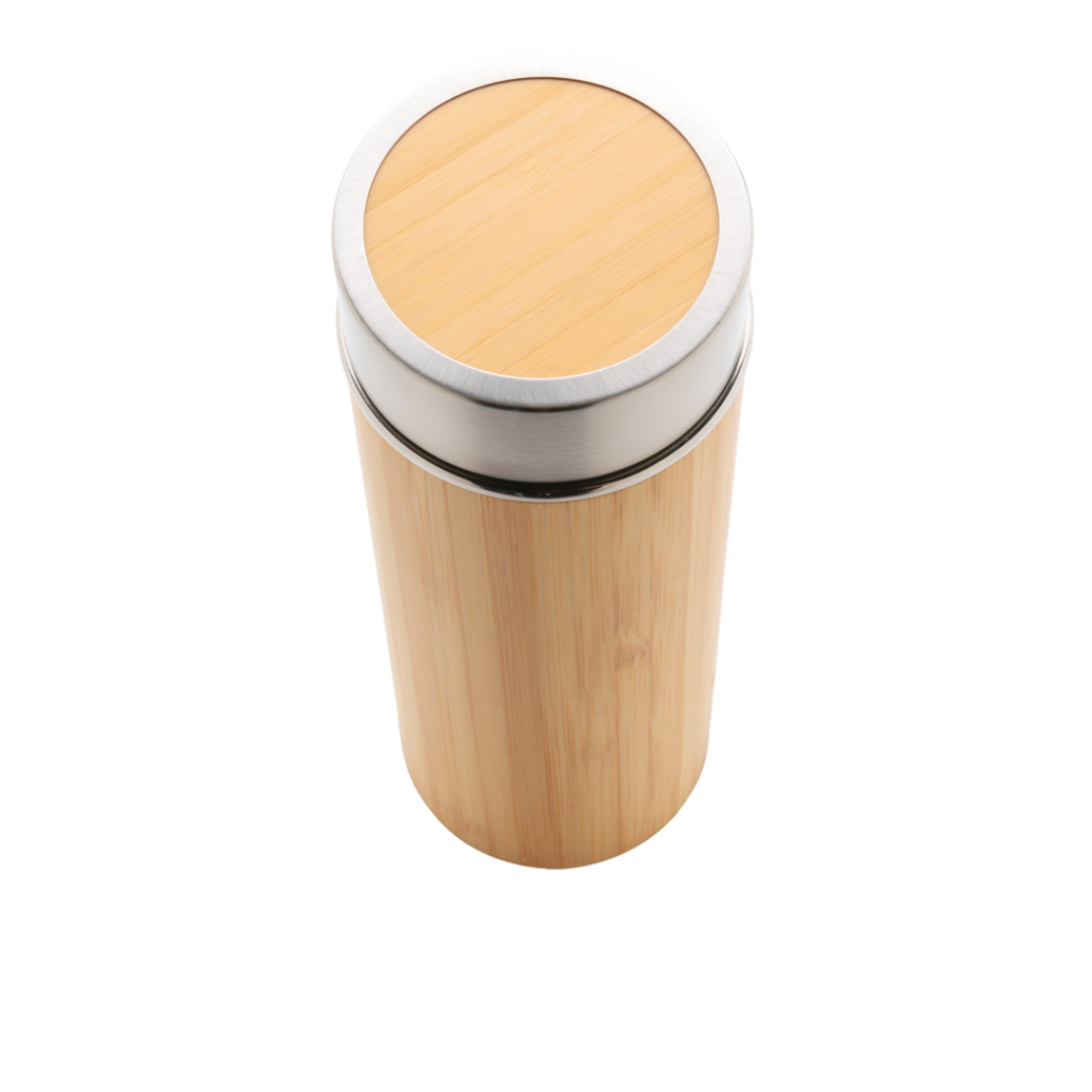 Leak proof bamboo vacuum bottle