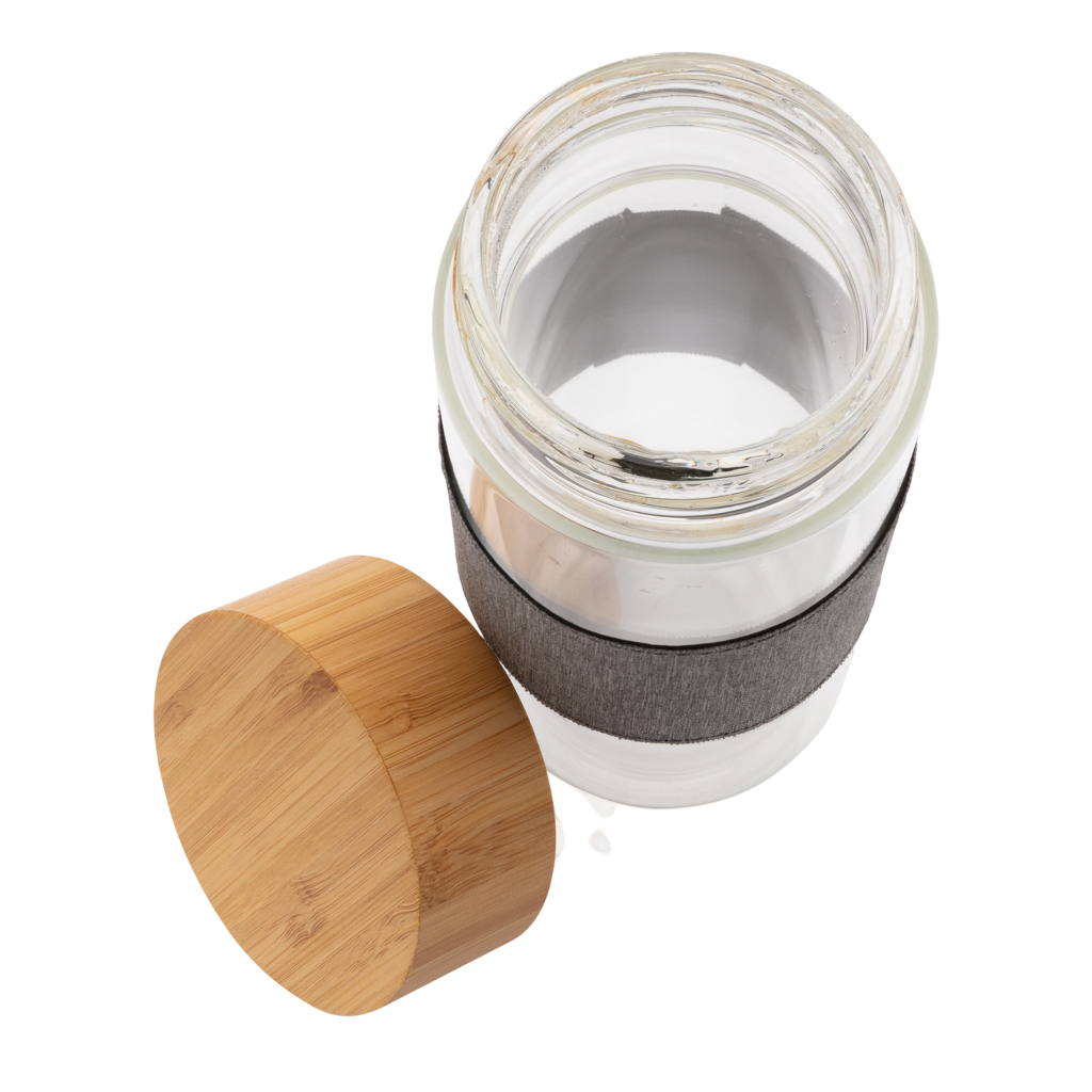 Impact borosilicate glass bottle with bamboo lid