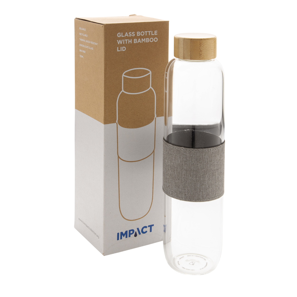 Impact borosilicate glass bottle with bamboo lid