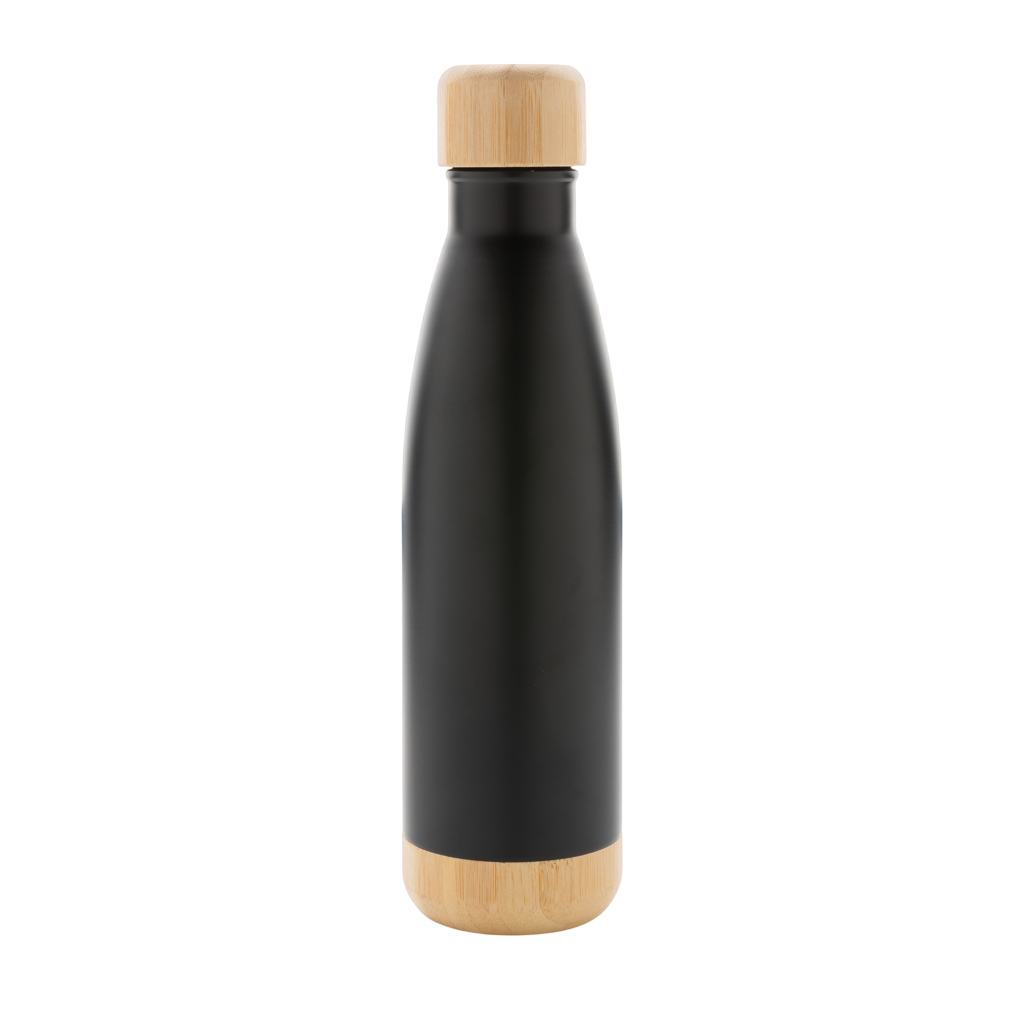 Vacuum stainless steel bottle with bamboo lid and bottom
