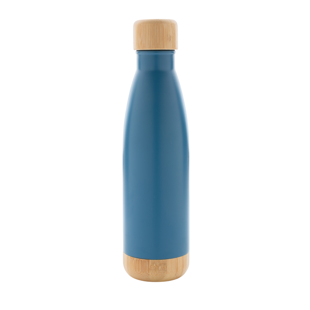 Vacuum stainless steel bottle with bamboo lid and bottom