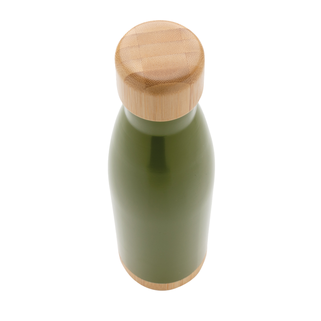 Vacuum stainless steel bottle with bamboo lid and bottom
