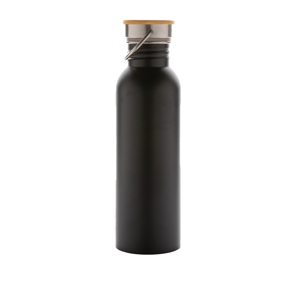 Modern stainless steel bottle with bamboo lid