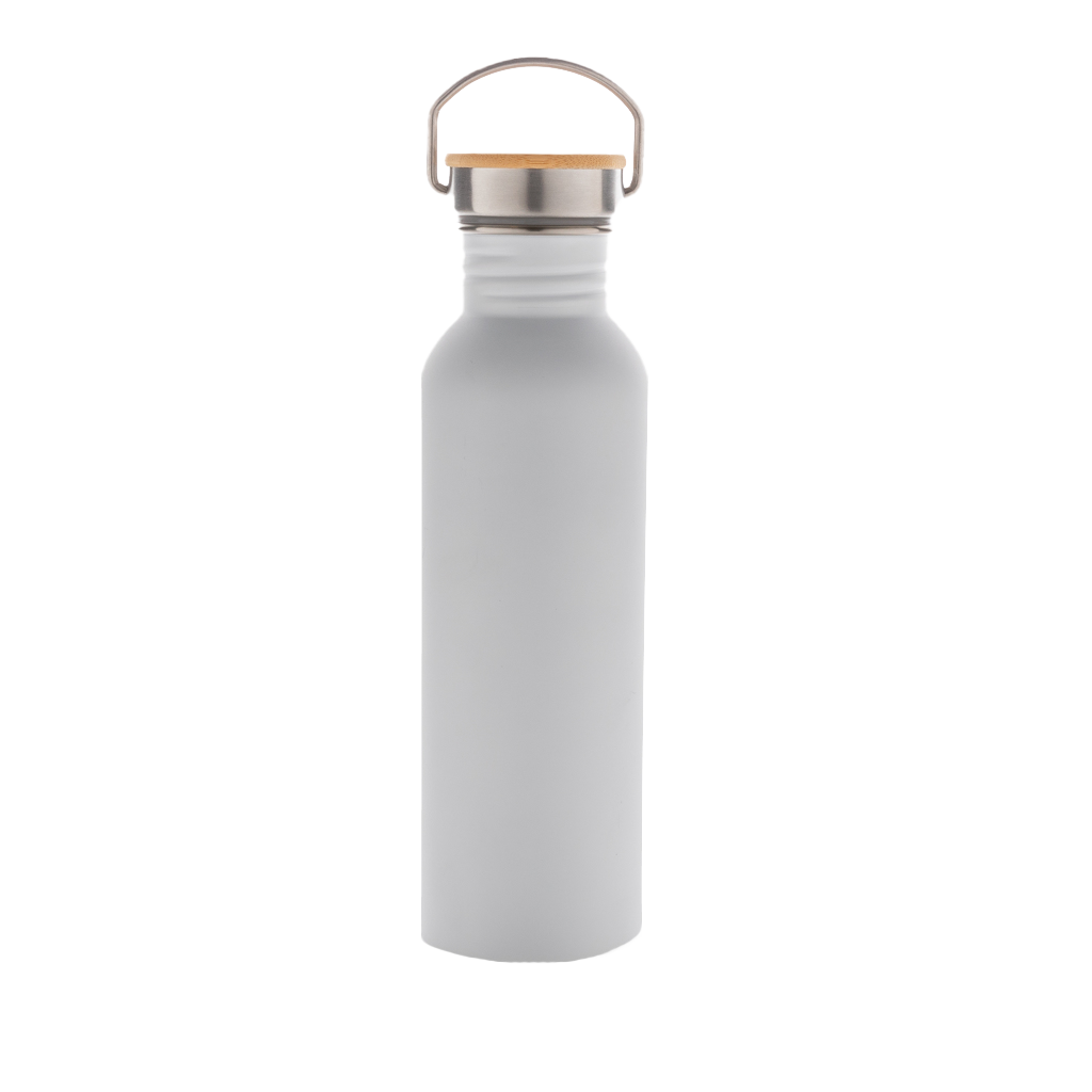 Modern stainless steel bottle with bamboo lid