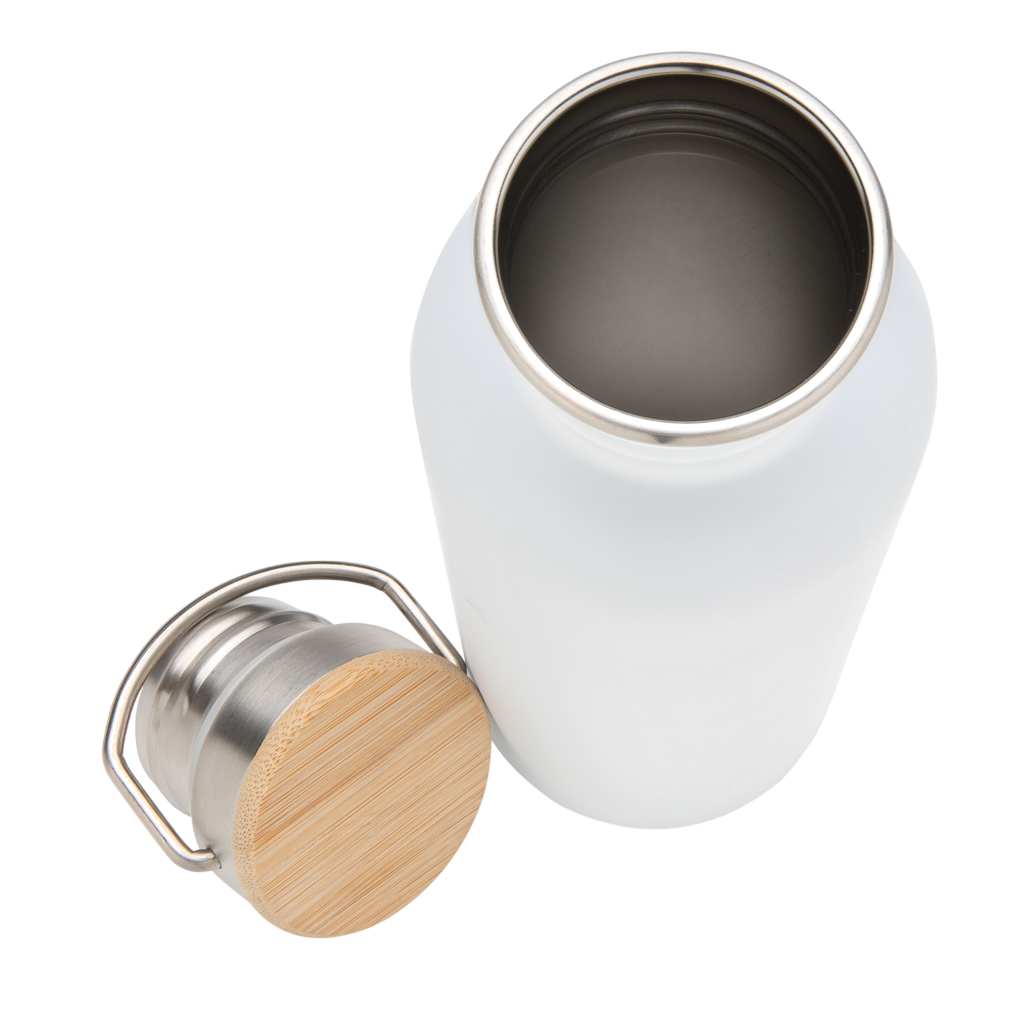 Modern stainless steel bottle with bamboo lid