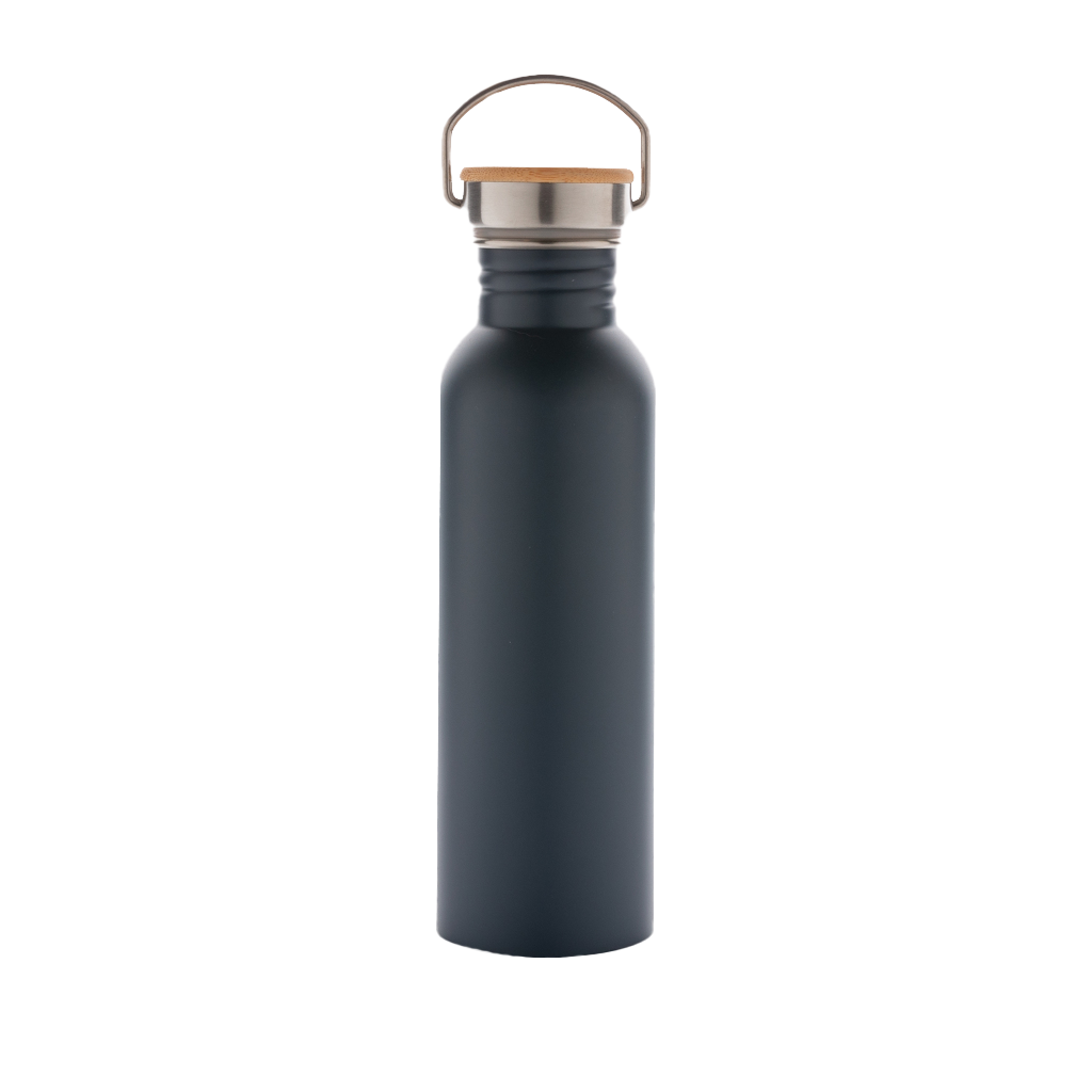 Modern stainless steel bottle with bamboo lid