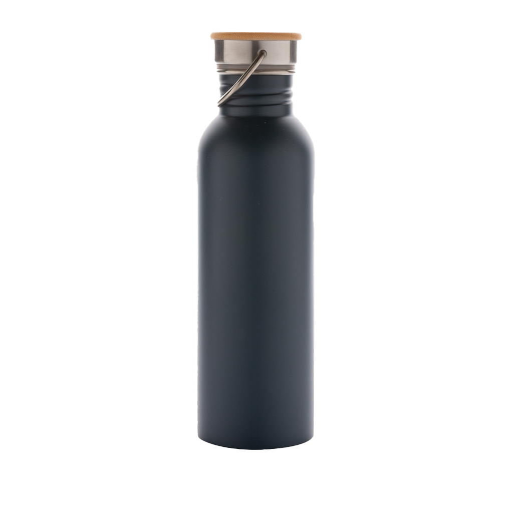 Modern stainless steel bottle with bamboo lid