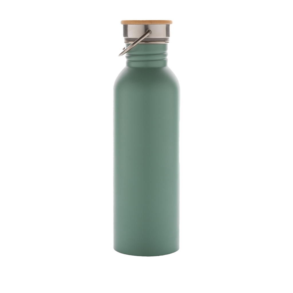 Modern stainless steel bottle with bamboo lid