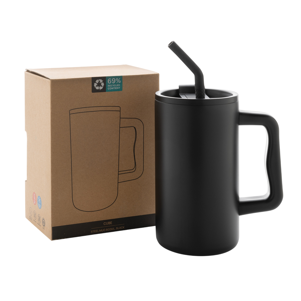 Cube RCS certified recycled steel mug 800ml