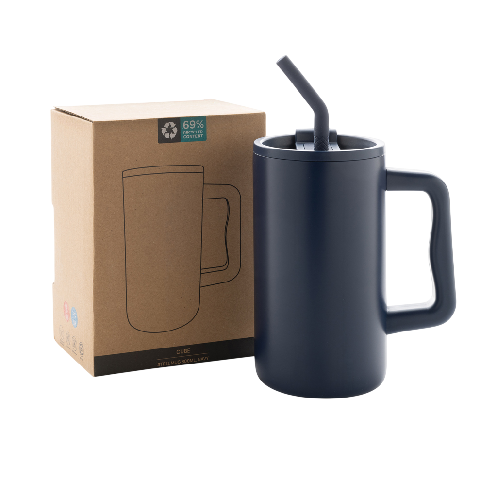 Cube RCS certified recycled steel mug 800ml