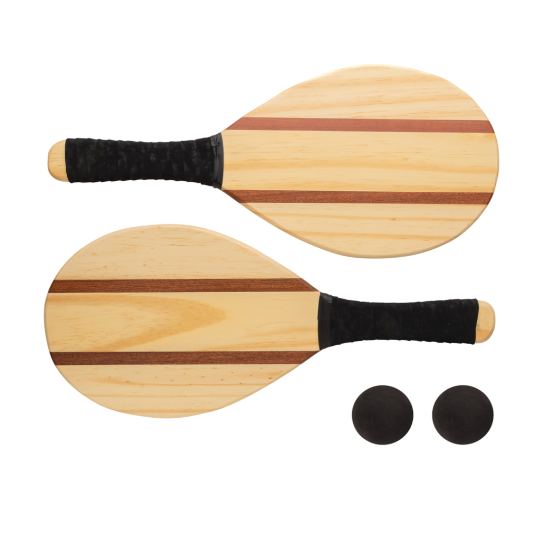 Wooden frescobol tennis set