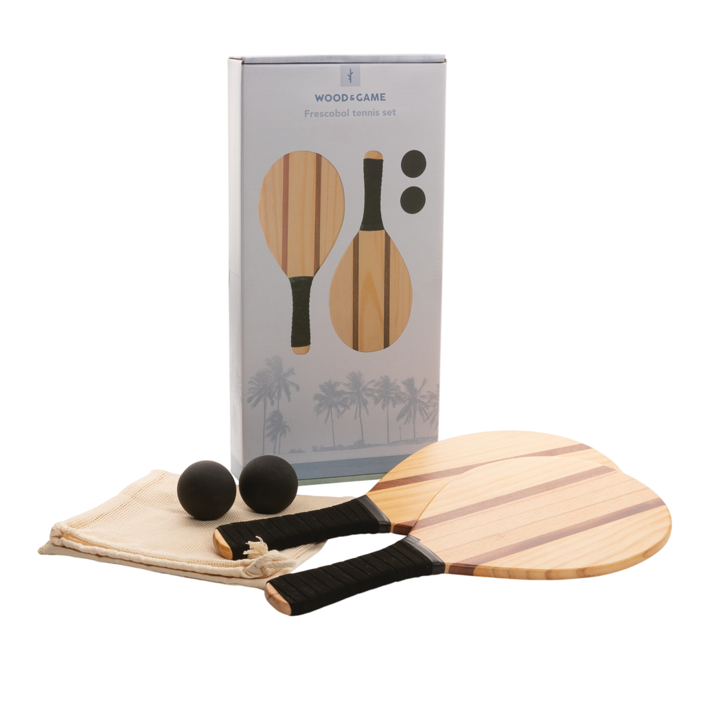 Wooden frescobol tennis set