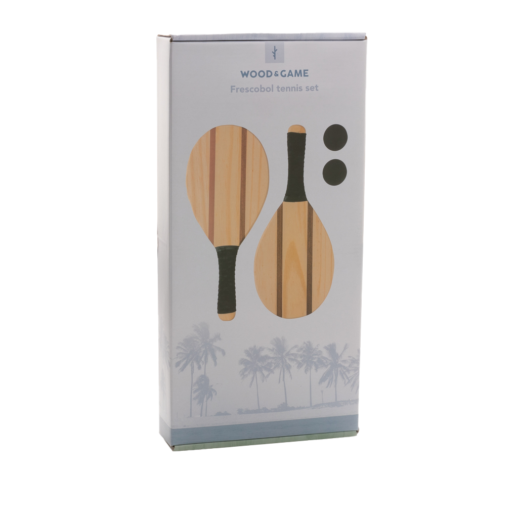 Wooden frescobol tennis set