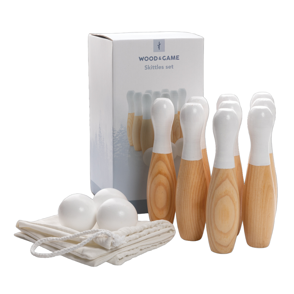 Wooden skittles set