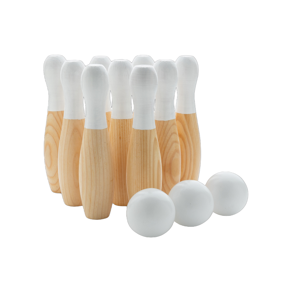 Wooden skittles set