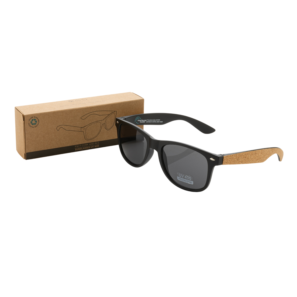 GRS recycled PC plastic sunglasses with cork