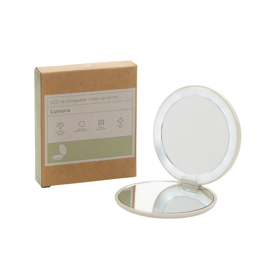 Lumora RCS recycled plastic LED re-chargeable make-up mirror