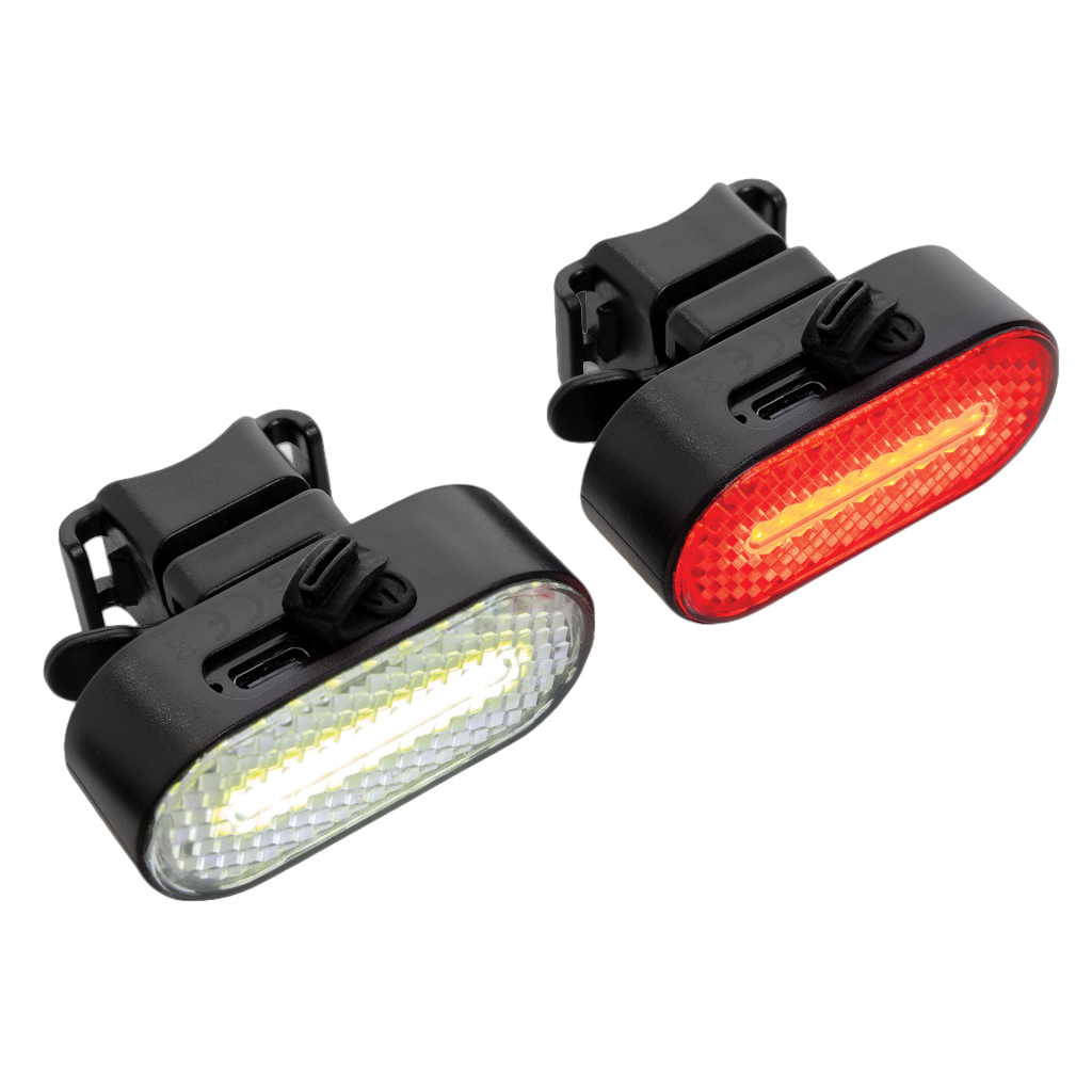 Lumino RCS recycled plastic USB re-chargeable bike light set