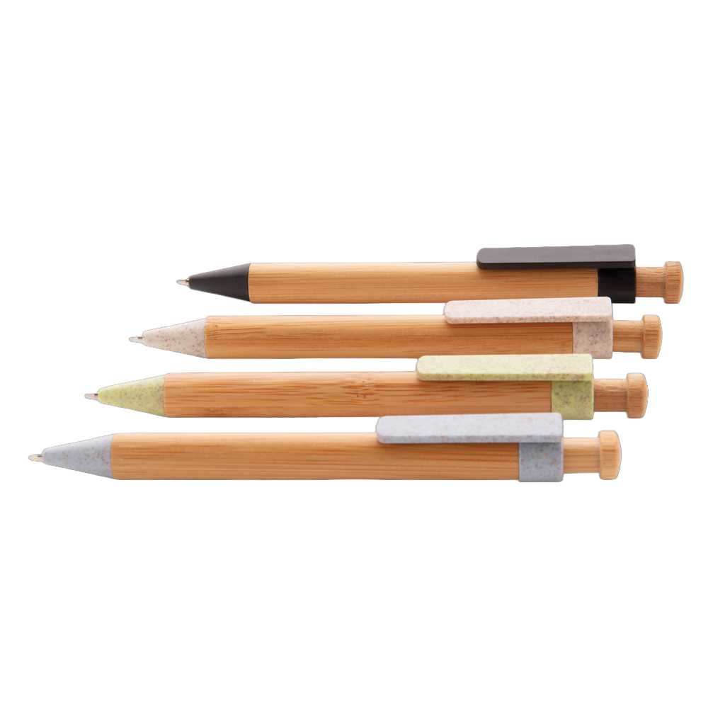 Bamboo pen with wheatstraw clip