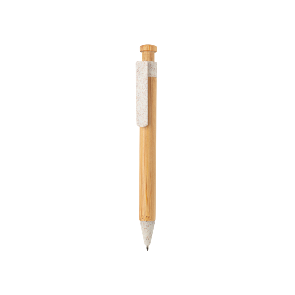 Bamboo pen with wheatstraw clip