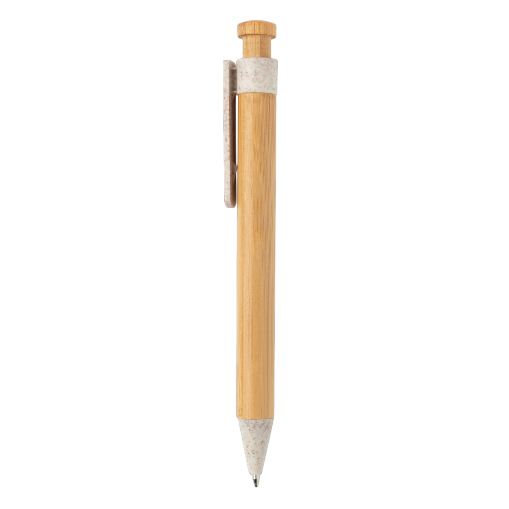 Bamboo pen with wheatstraw clip