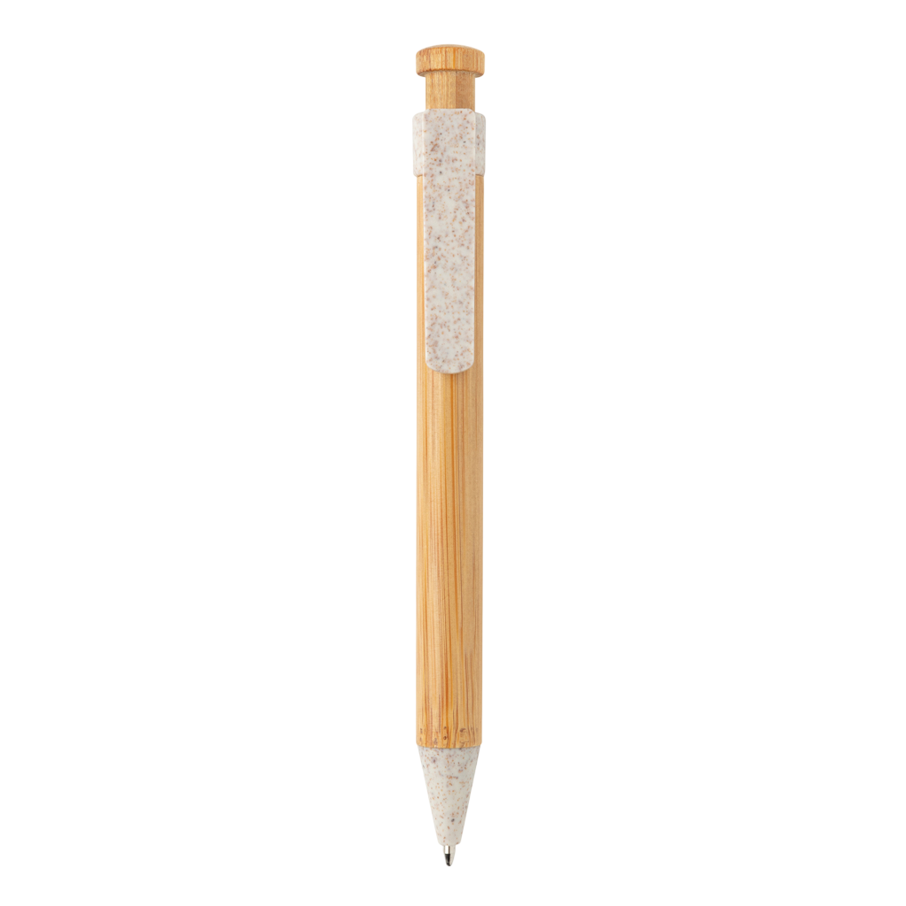 Bamboo pen with wheatstraw clip