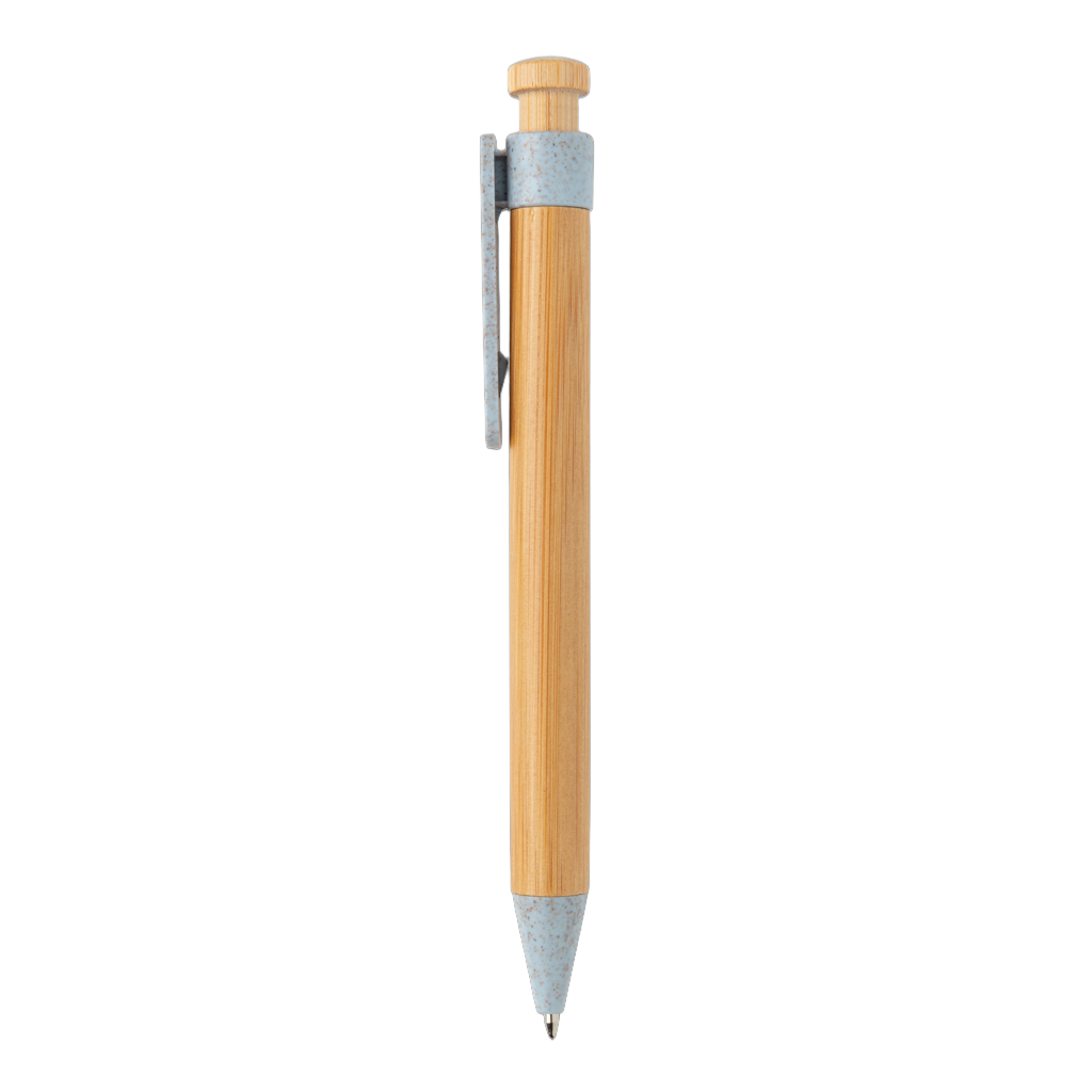 Bamboo pen with wheatstraw clip