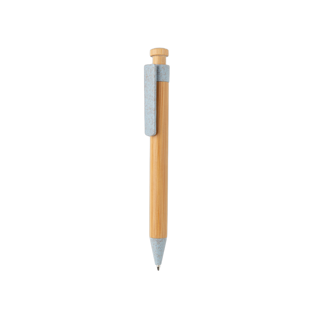 Bamboo pen with wheatstraw clip