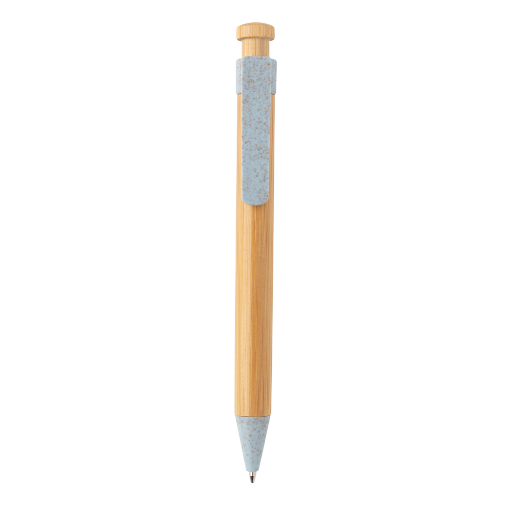 Bamboo pen with wheatstraw clip