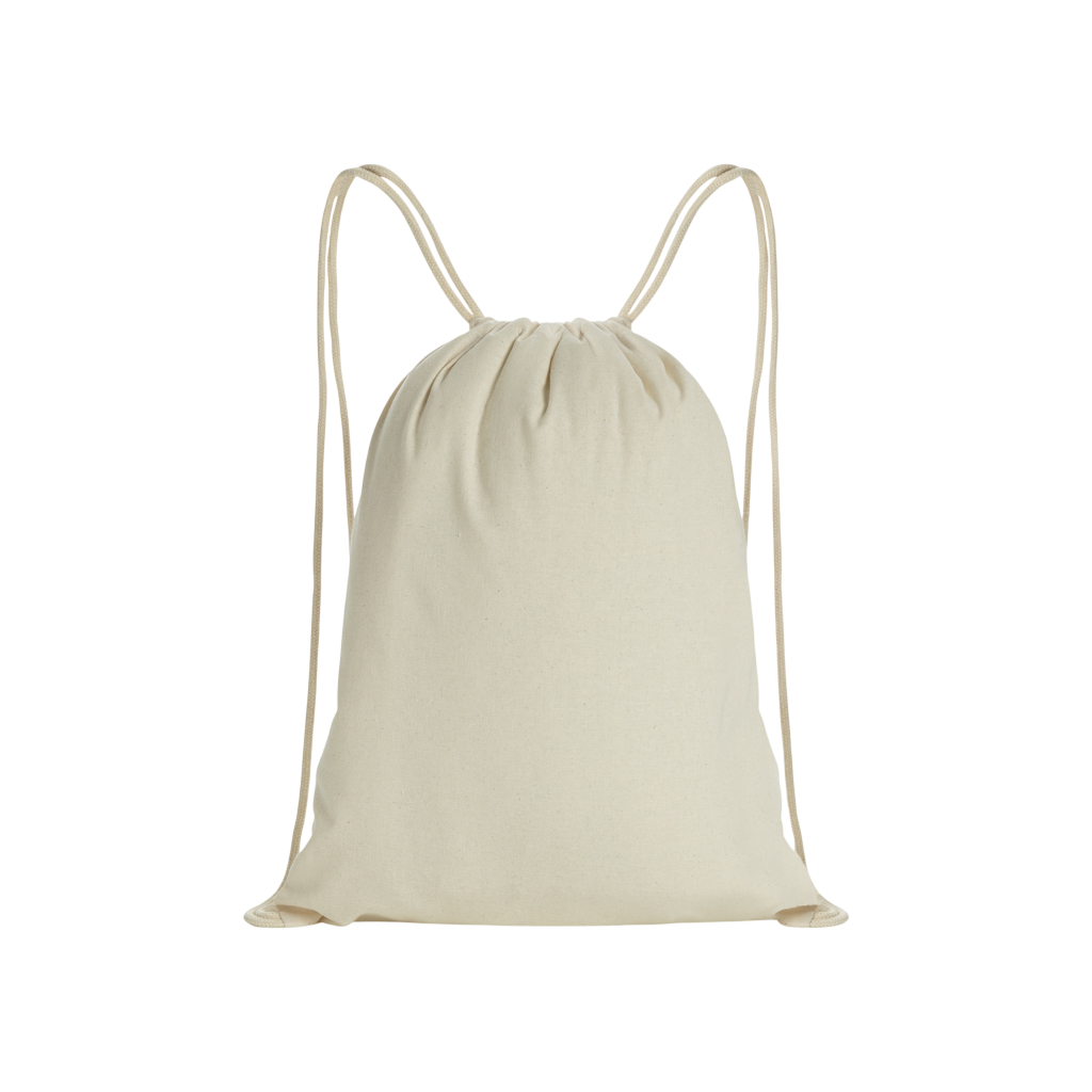 Impact AWARE™ recycled cotton drawstring backpack 145g