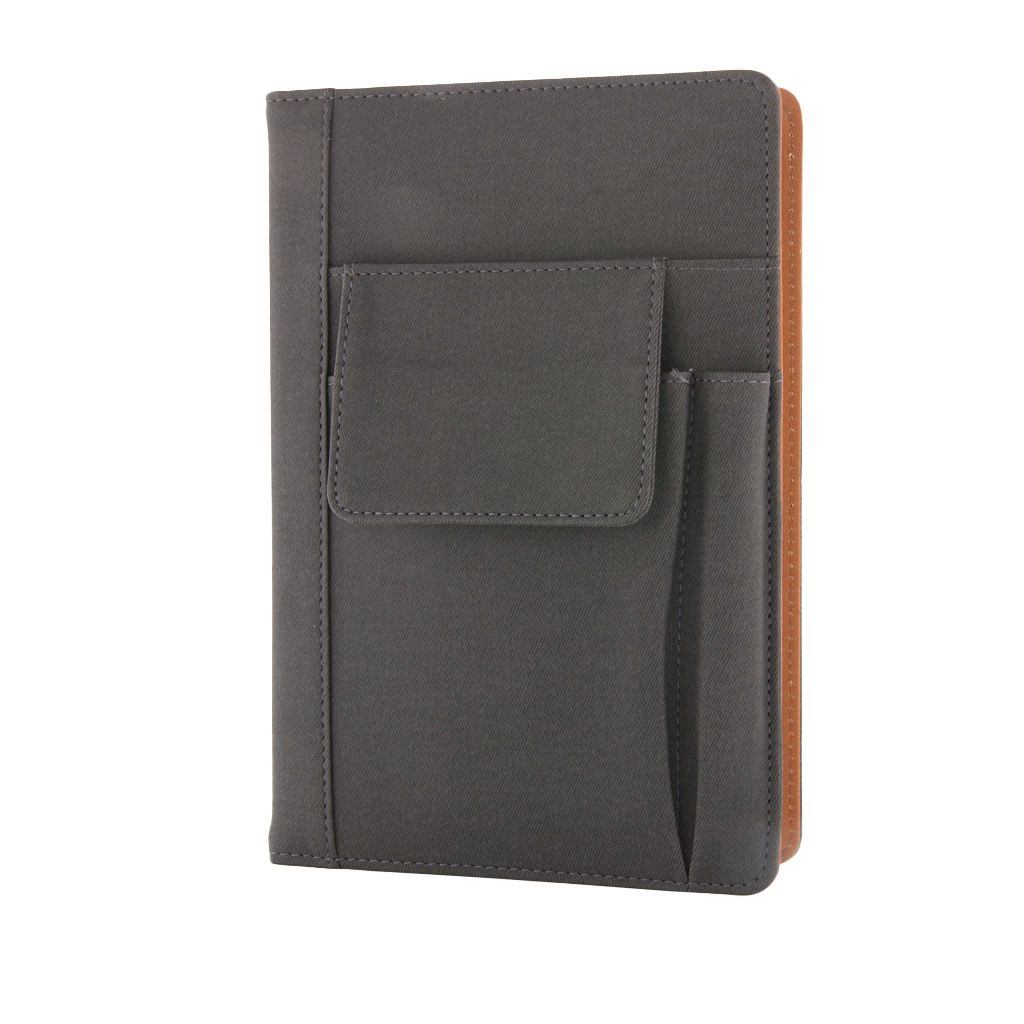 Notebook with phone pocket