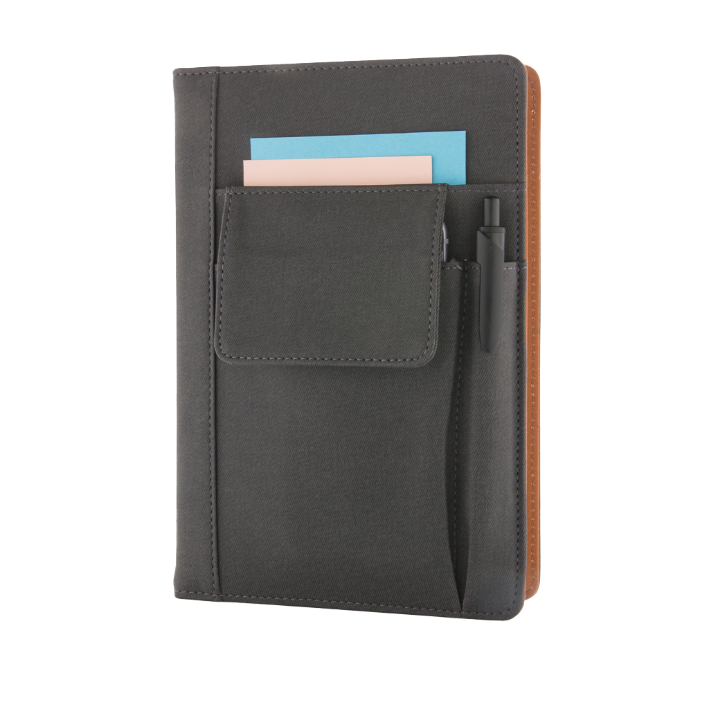 Notebook with phone pocket