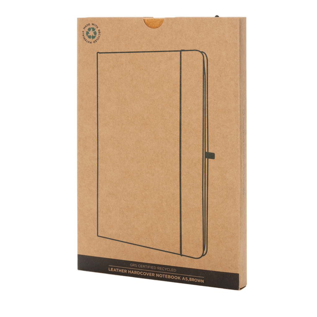 GRS Recycled leather hardcover notebook A5