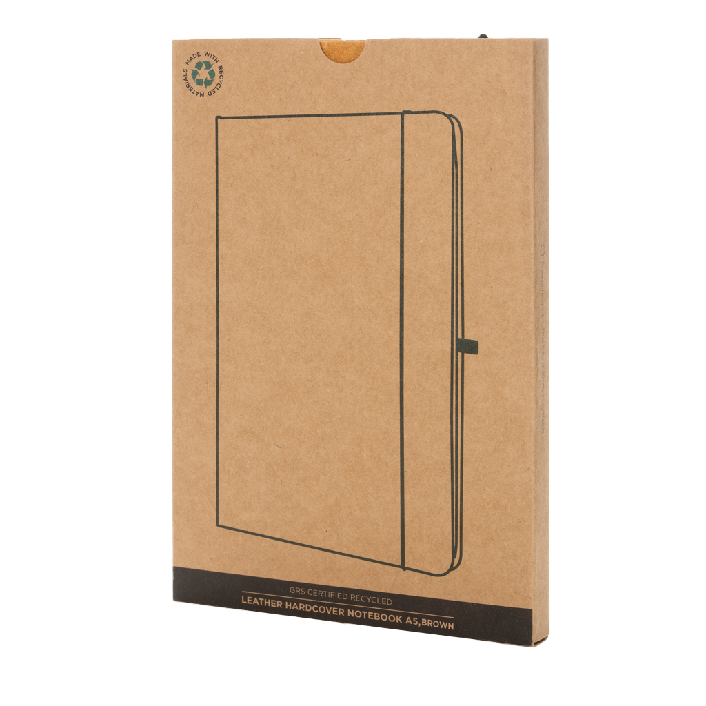 GRS Recycled leather hardcover notebook A5