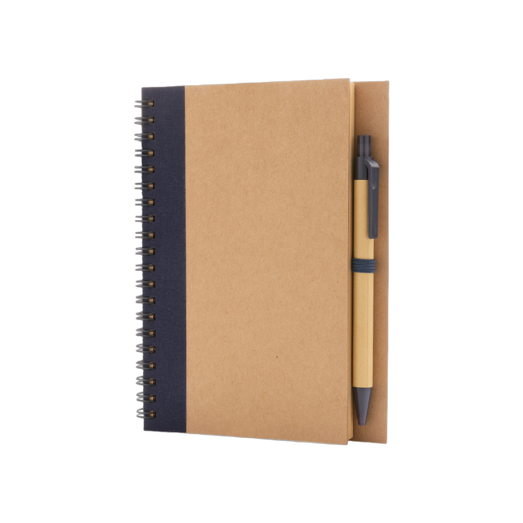 Kraft spiral notebook with pen