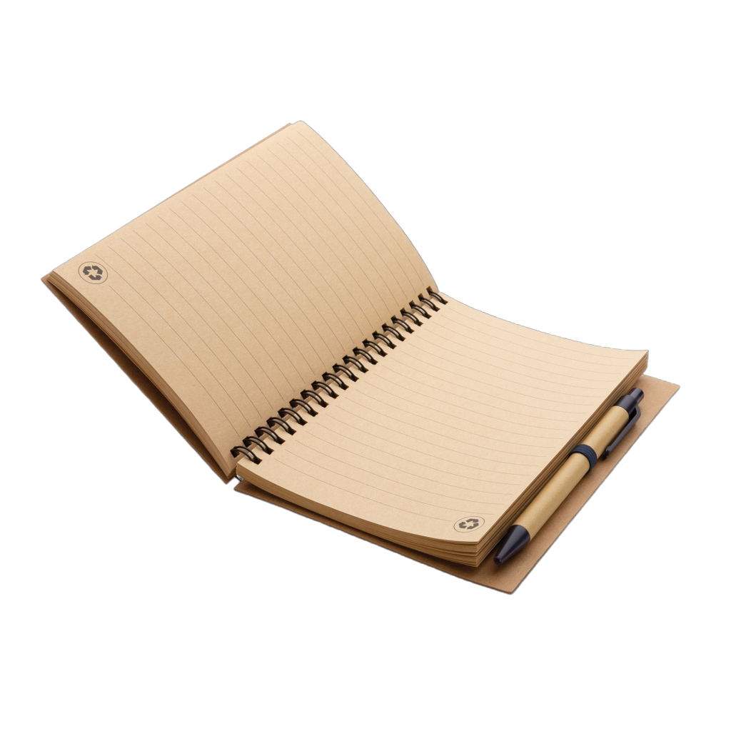 Kraft spiral notebook with pen