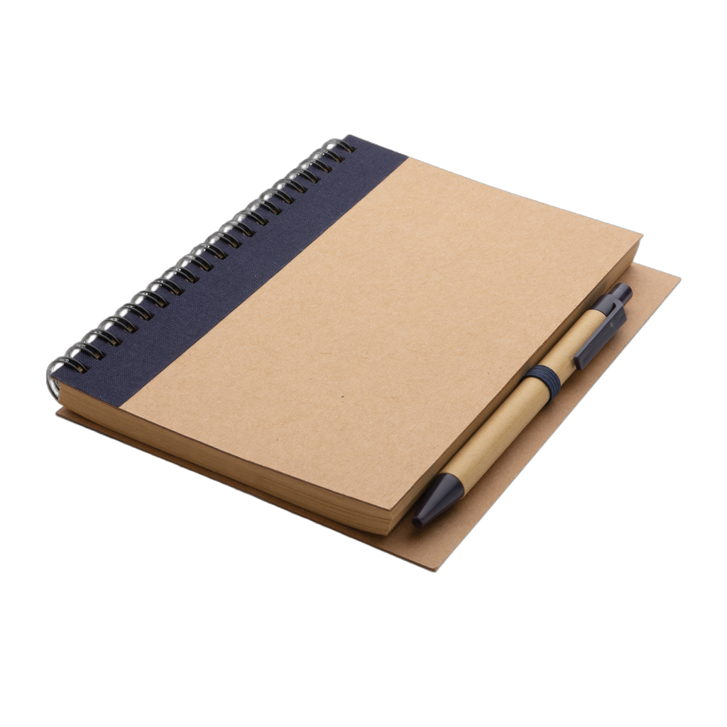 Kraft spiral notebook with pen