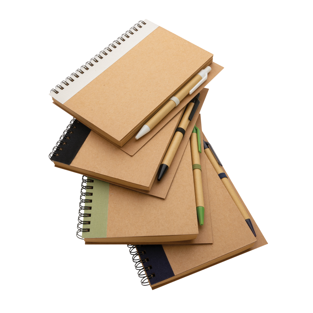 Kraft spiral notebook with pen