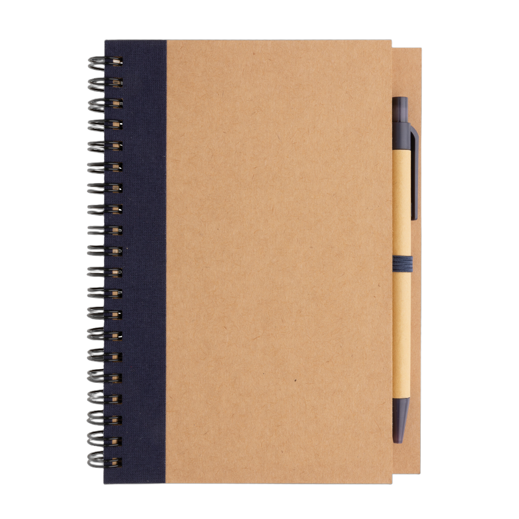 Kraft spiral notebook with pen