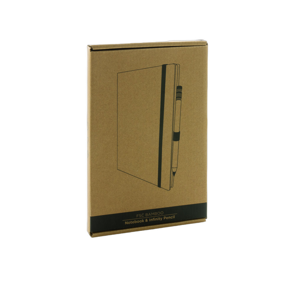 Bamboo notebook and infinity pencil set