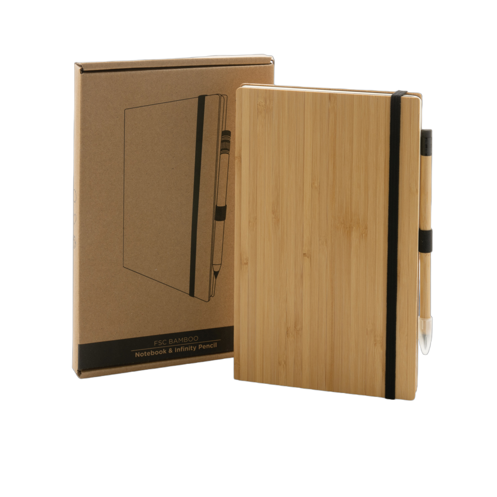 Bamboo notebook and infinity pencil set