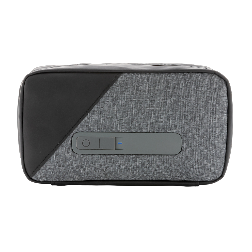Portable UV-C steriliser pouch with integrated battery