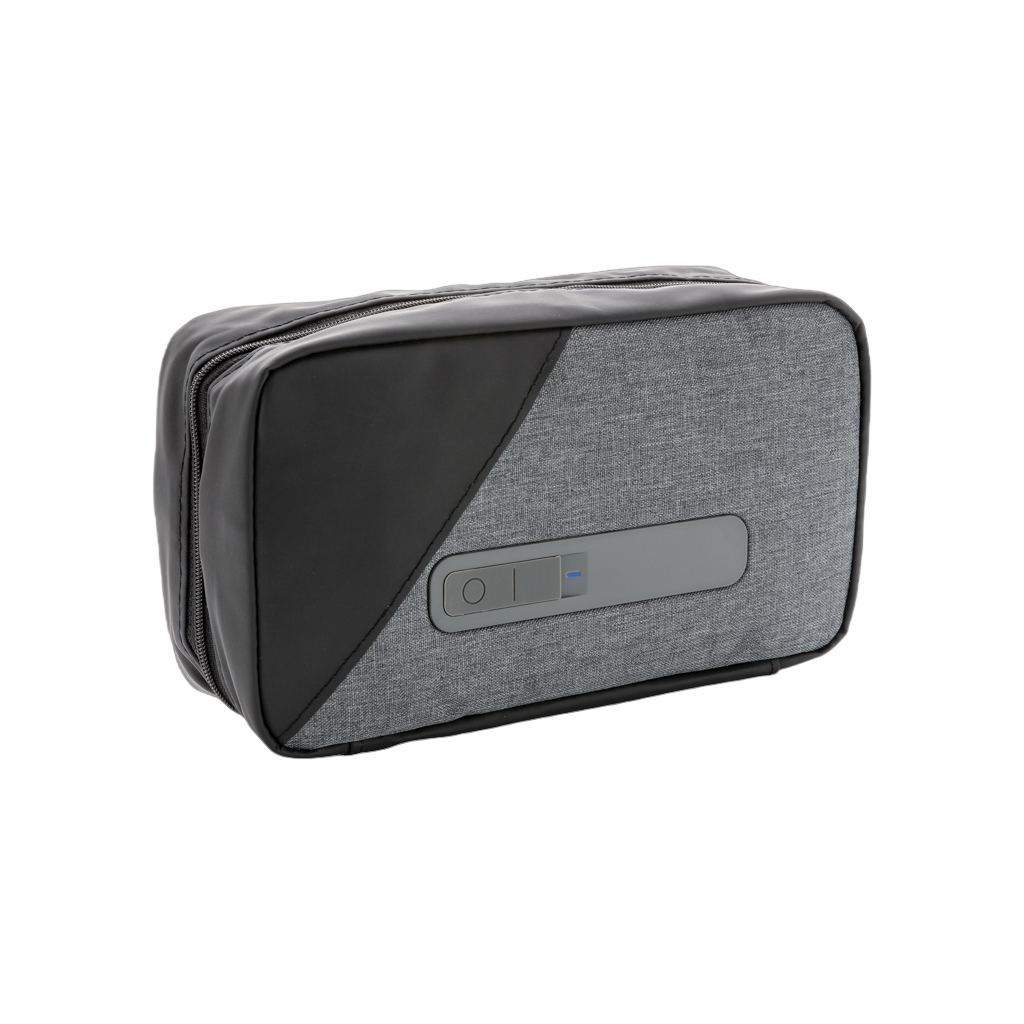 Portable UV-C steriliser pouch with integrated battery