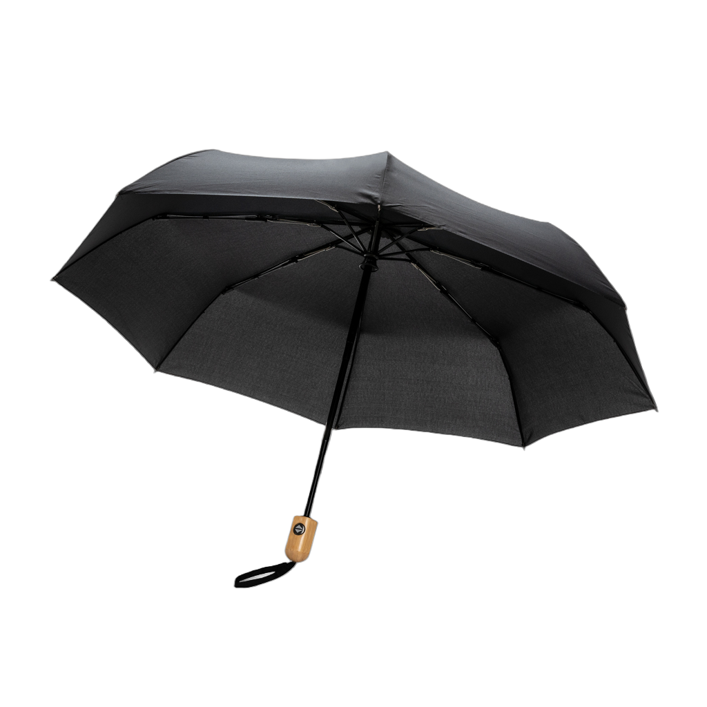 21" Impact AWARE™ RPET 190T bamboo auto open/close umbrella